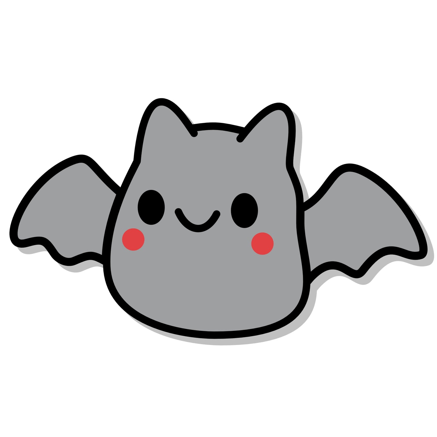 Cartoon bat with a happy expression on a white background