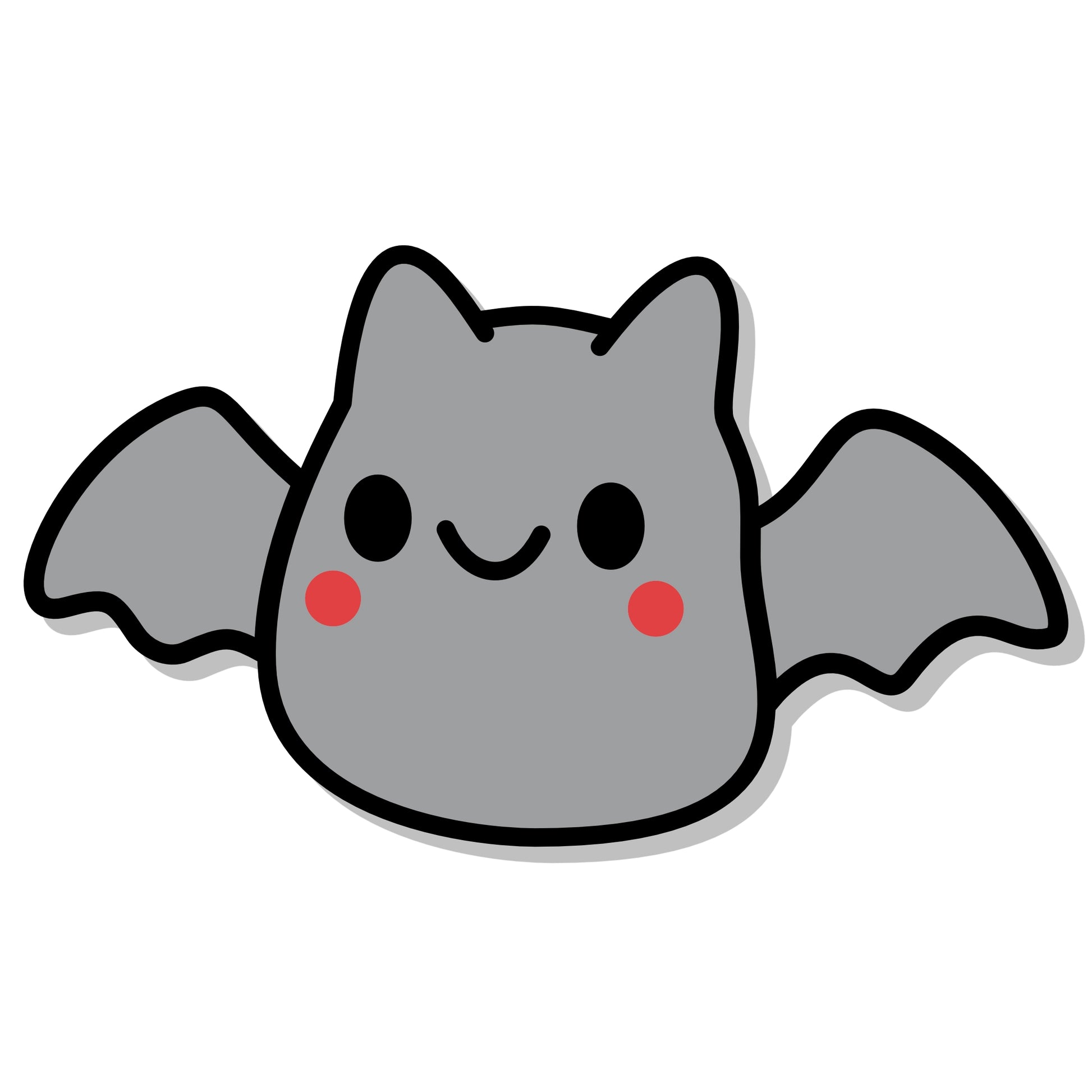 Cartoon bat with a happy expression on a white background
